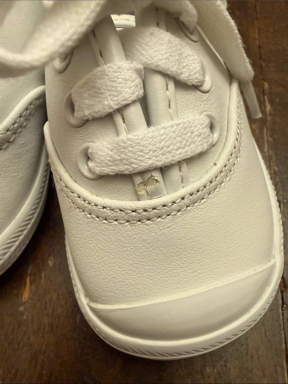 Keds White Toddler Lace-Up Leather Sneakers